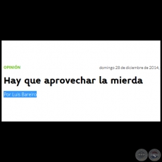 HAY QUE APROVECHAR LA MIERDA - Por LUIS BAREIRO - Domingo, 28 de Diciembre de 2014